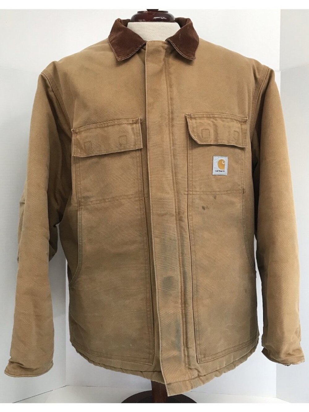 Carhartt Men's Duck Traditional Coat Brown Arctic Lined Size XL Distressed *READ